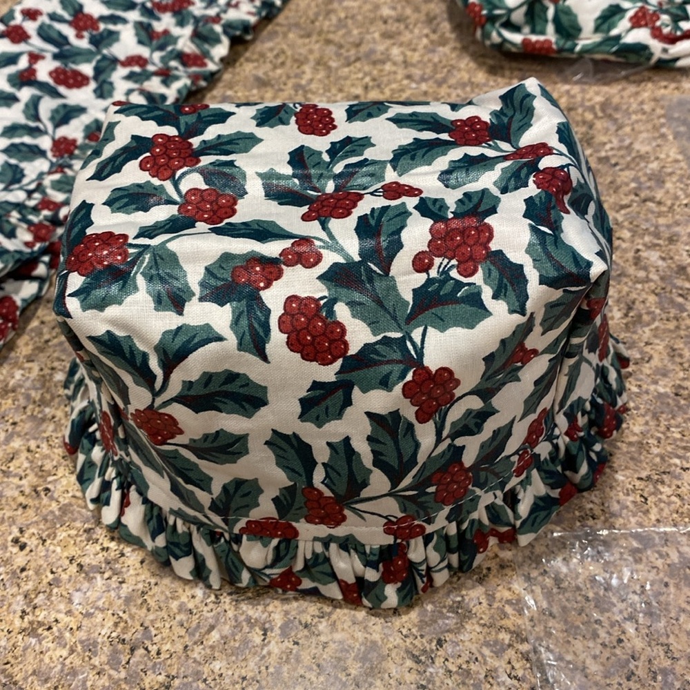 5 Longaberger Traditional Holly Fabric Basket Liners Possibly For Thyme, Bread - Picture 11 of 17